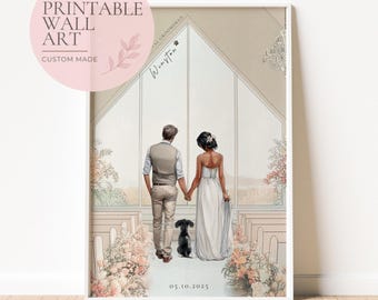 Bride and Groom Pet Illustration | Custom Wedding Gift | Digital Download
