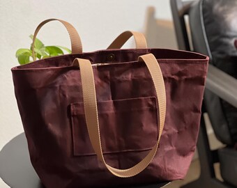 Handmade Waxed Canvas Tote • Durable Cotton-Lined Utility Bag