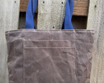 Rugged Gray Waxed Canvas Tote Bag