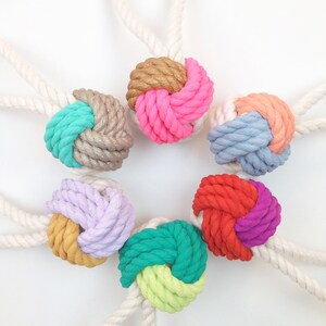 ORNAMENT Blue & Peach Painted Monkey's Fist Knot image 7