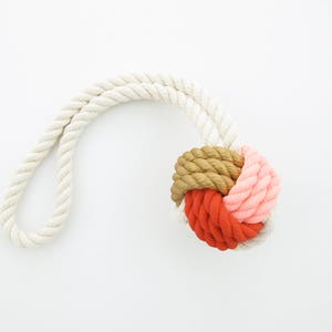 Pink, Orange & Gold Hand-Painted Monkey's Fist Knot image 1