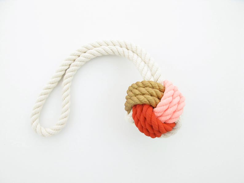 Pink, Orange & Gold Hand-Painted Monkey's Fist Knot image 1
