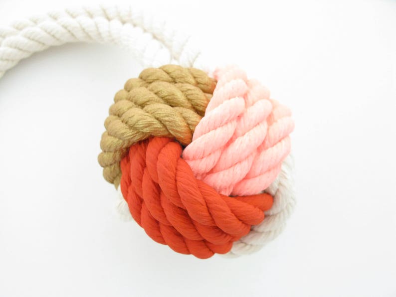 Pink, Orange & Gold Hand-Painted Monkey's Fist Knot image 5