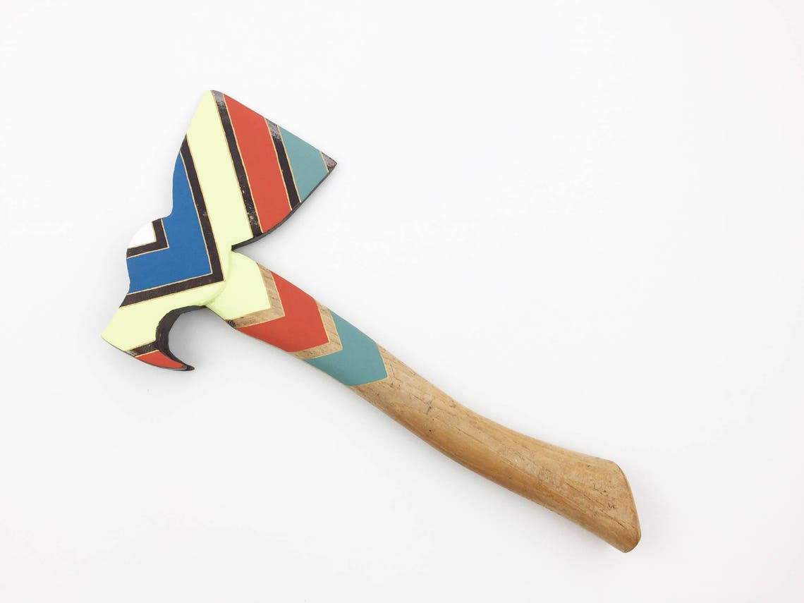 Vintage Hatchet - White, Blue, Yellow, Orange & Green Chevron - Home ...