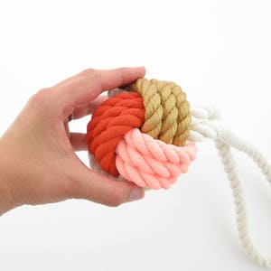 Pink, Orange & Gold Hand-Painted Monkey's Fist Knot image 6
