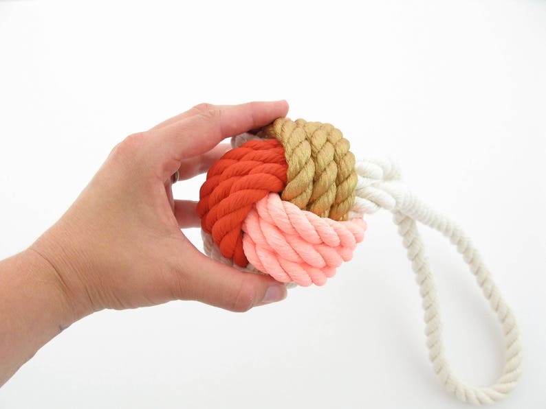 Pink, Orange & Gold Hand-Painted Monkey's Fist Knot image 6