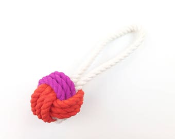 ORNAMENT - Orange & Violet Painted Monkey's Fist Knot