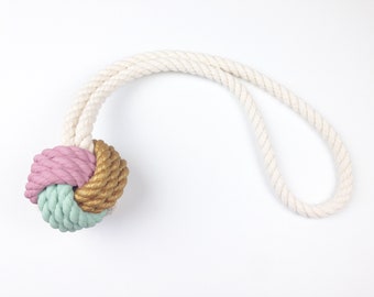 Gold, Seafoam and Mauve Hand-Painted Monkey's Fist Knot