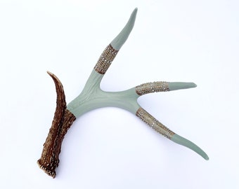 Painted Antler - LARGE - Pale Green Emellished
