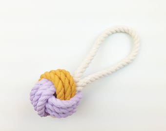 ORNAMENT - Lavender & Mustard Painted Monkey's Fist Knot