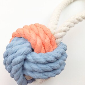 ORNAMENT Blue & Peach Painted Monkey's Fist Knot image 4