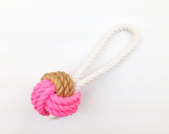 ORNAMENT - Hot Pink & Gold Painted Monkey's Fist Knot