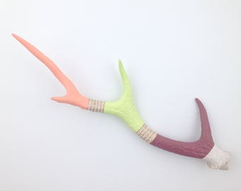 Painted Antler - LARGE - Sika - Peach, Lemonade, Mauve & Gold Pattern