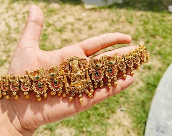 South Indian golden kundan kamarbandh: indian saree waist belt belly chain