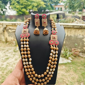 Ensemble de bijoux de mariage indiens en plaqué or attrayants, bijoux du sud de l'Inde, ensemble de colliers en or, bijoux pakistanais, cadeaux de bijoux indiens - France Ensemble de bijoux de mariage indiens en plaqué or attrayants, bijoux du sud de l'Inde, ensemble de colliers en or, bijoux pakistanais, cadeaux de bijoux indiens - France