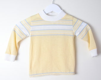 vintage FADED kids yellow & white stripe long sleeve 80s kids long sleeve stipe shirt size 3T