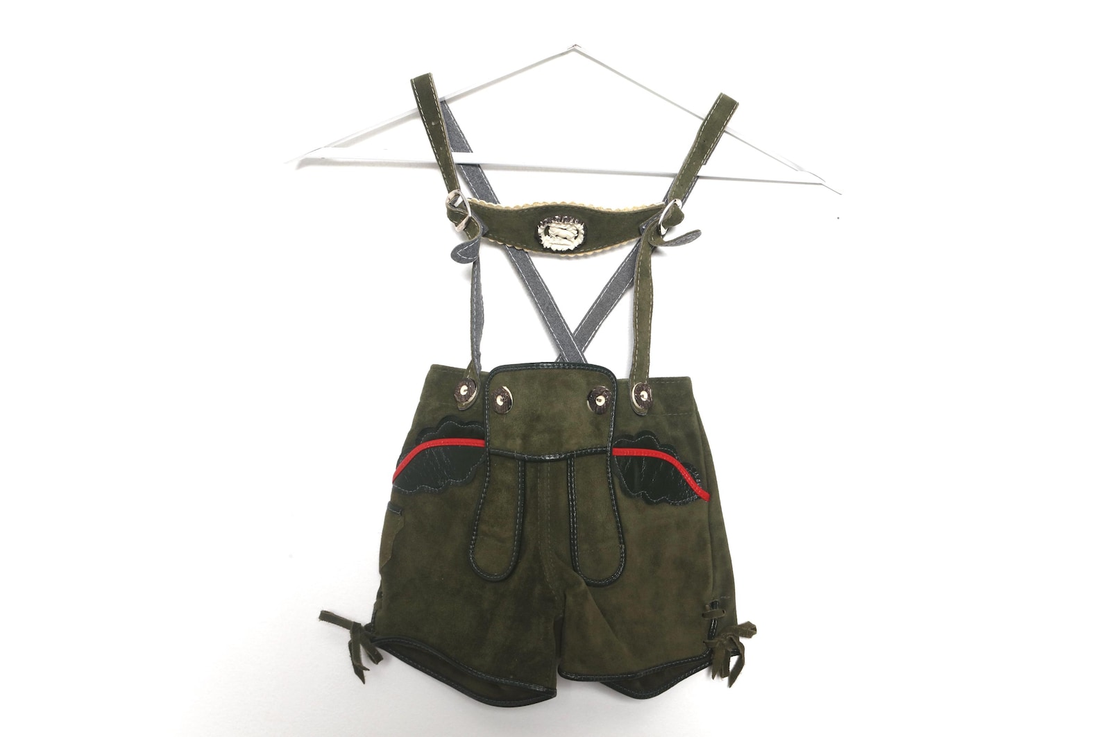 vintage kid's LEDERHOSEN vintage mid-century 1960s vintage lederhosen GERMAN vintage newborn kids clothing -- size 12 months