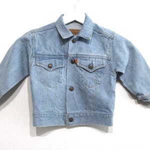 vintage LEVI&#39;s kids TODDLER denim jean JACKET orange tab faded 70s 80s jean jacket levi strauss - size 4t - Free shipping in the U.S.A.