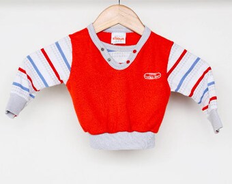 vintage 1980s stranger things w/ red & white kids toddler striped sweatshirt - size 2T