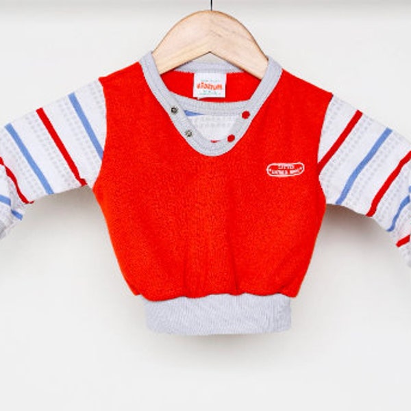 vintage 1980s stranger things w/ red & white kids toddler striped sweatshirt - size 2T