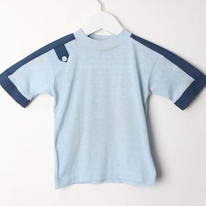 vintage 1960s 70s kids RINGER style two tone BLUE vintage toddler soft and thin vintage t-shirt 4T t-shirt