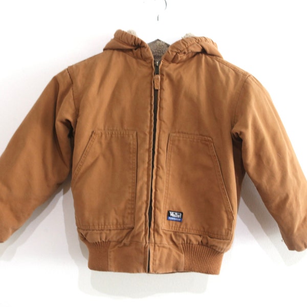 vintage 1990s Y2k two tone WALLS brand carhartt style late 90s kid's vintage carhartt style parka jacket -- size 6/7 years old (S/M)