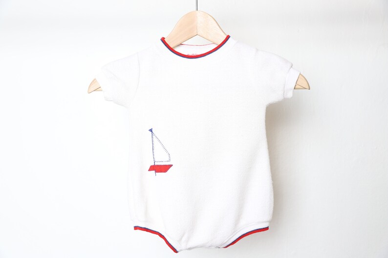 vintage white SAILING onesie 1950s 60s newborn vintage image 0