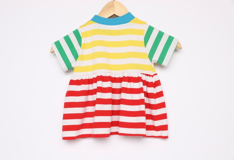 vintage kids STRIPED 1990s y2k style childrens size 4t color block fresh prince dress size 4T image 3