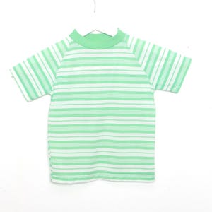 vintage GREEN & white RINGER 1960s vintage short sleeve poly vintage t-shirt -- size 2T 2 year old kids vintage t shirt