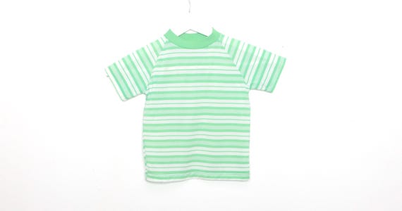 vintage GREEN & white RINGER 1960s vintage short sleeve poly vintage t-shirt -- size 2T 2 year old kids vintage t shirt