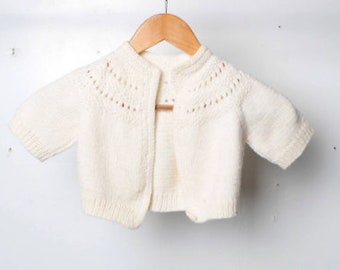 mid century 50s 1960s Kid's CARDIGAN cable knit 12-18 month vintage mid-century sweater -- Size 12-18 months