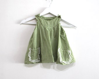 vintage kids check PLAID 1950s 60s childrens size 2t color block traditional vintage summer dress -- size 2T