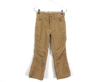 vintage kids 1960s tan denim levis style WRANGLER style brand SIZE 6 denim youth small pants