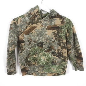 vintage CAMO kids pullover hooded camouflage sweatshirt ---size Small youth