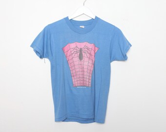vintage SPIDERMAN blue and red VINTAGE 1970s super soft faded KID'S vintage youth size xl t-shirt