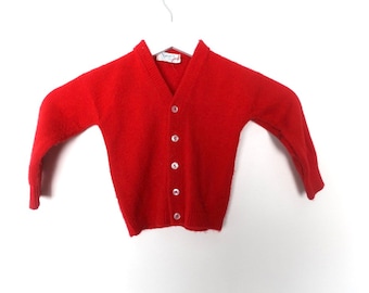 Vintage 50's Mohair Knit Zip up Cardigan Sweater Youth L