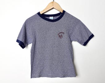 vintage HARVARD striped kids youth size MEDIUM blue and white short sleeve CHAMPION brand ringer t-shirt -- size youth medium
