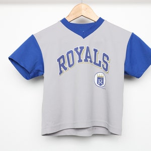 Kansas City Royals Vintage 90s Mirage Baseball Jersey - George Brett - Number #5 - White & Blue MLB Uniform Shirt - Size 2XL 