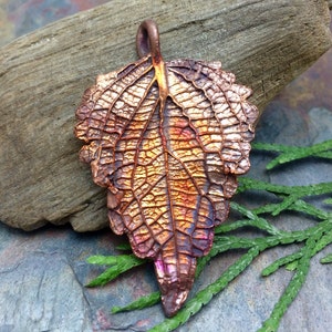 Unbe-Leafable Artisan Copper PMC Leaf Pendant image 1