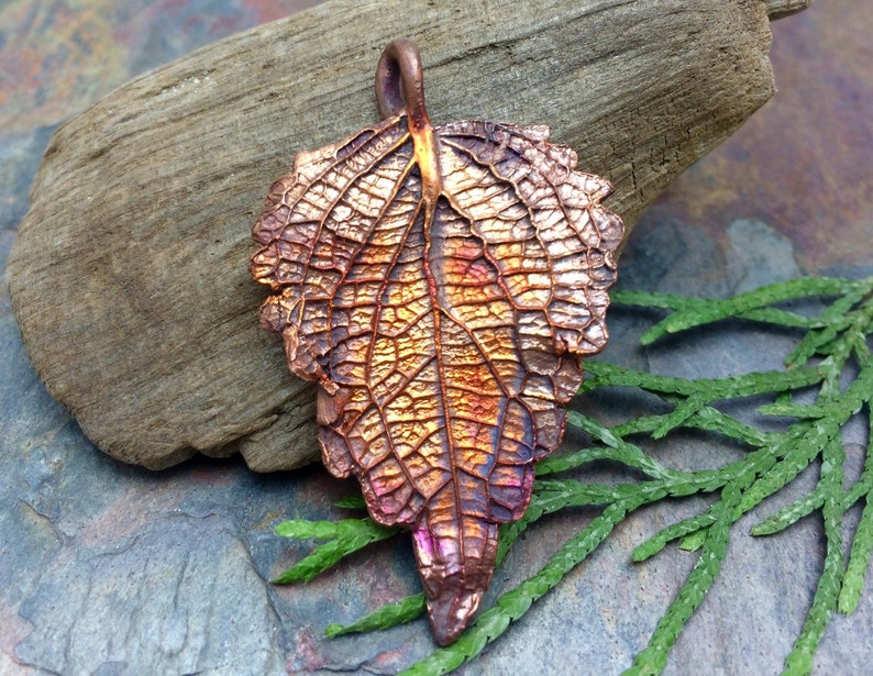 Unbe-Leafable Artisan Copper PMC Leaf Pendant image 1