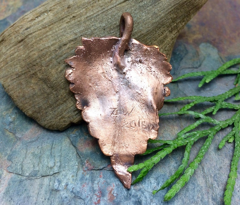 Unbe-Leafable Artisan Copper PMC Leaf Pendant image 2