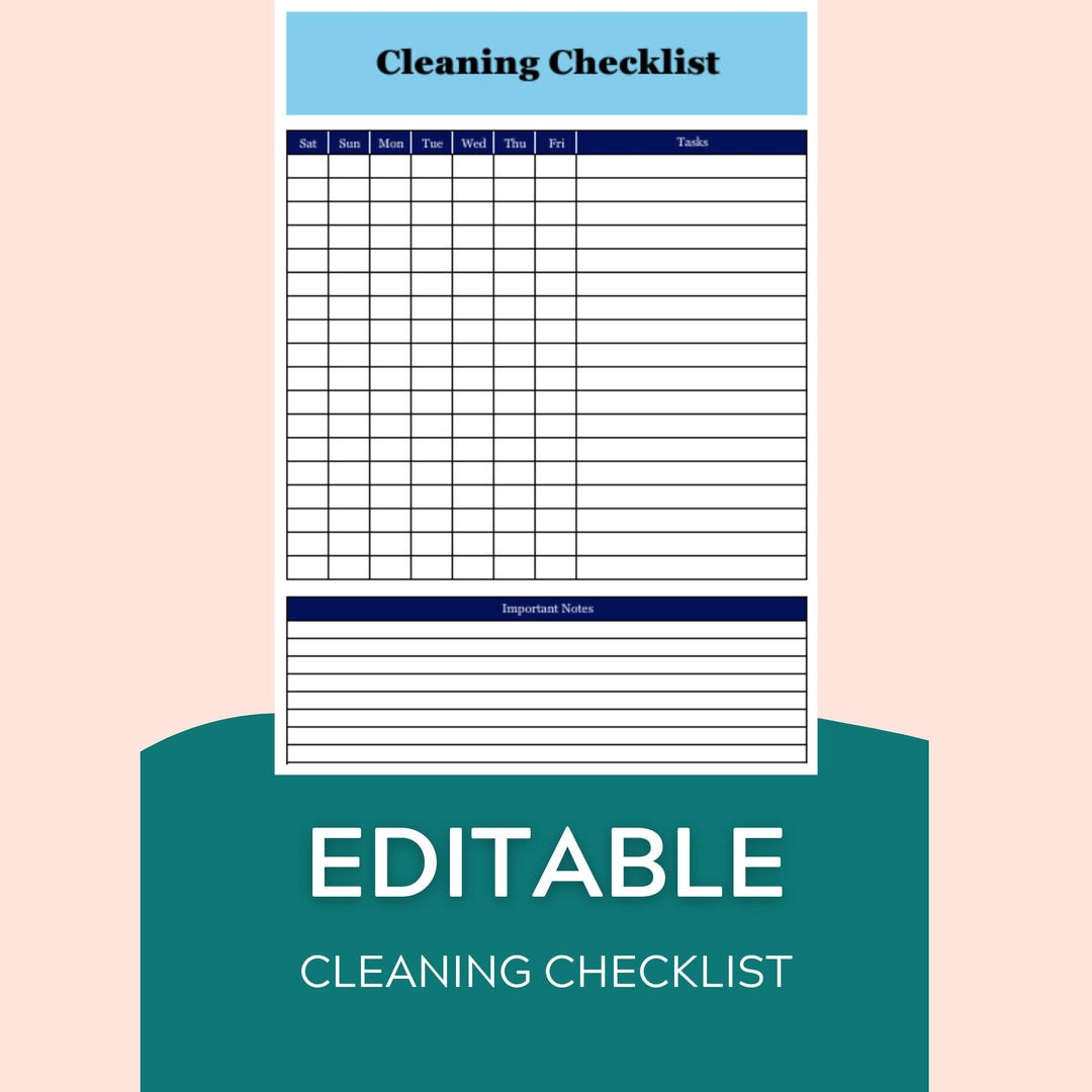 Editable Cleaning Checklist: Printable Home & Business Schedule - Etsy ...