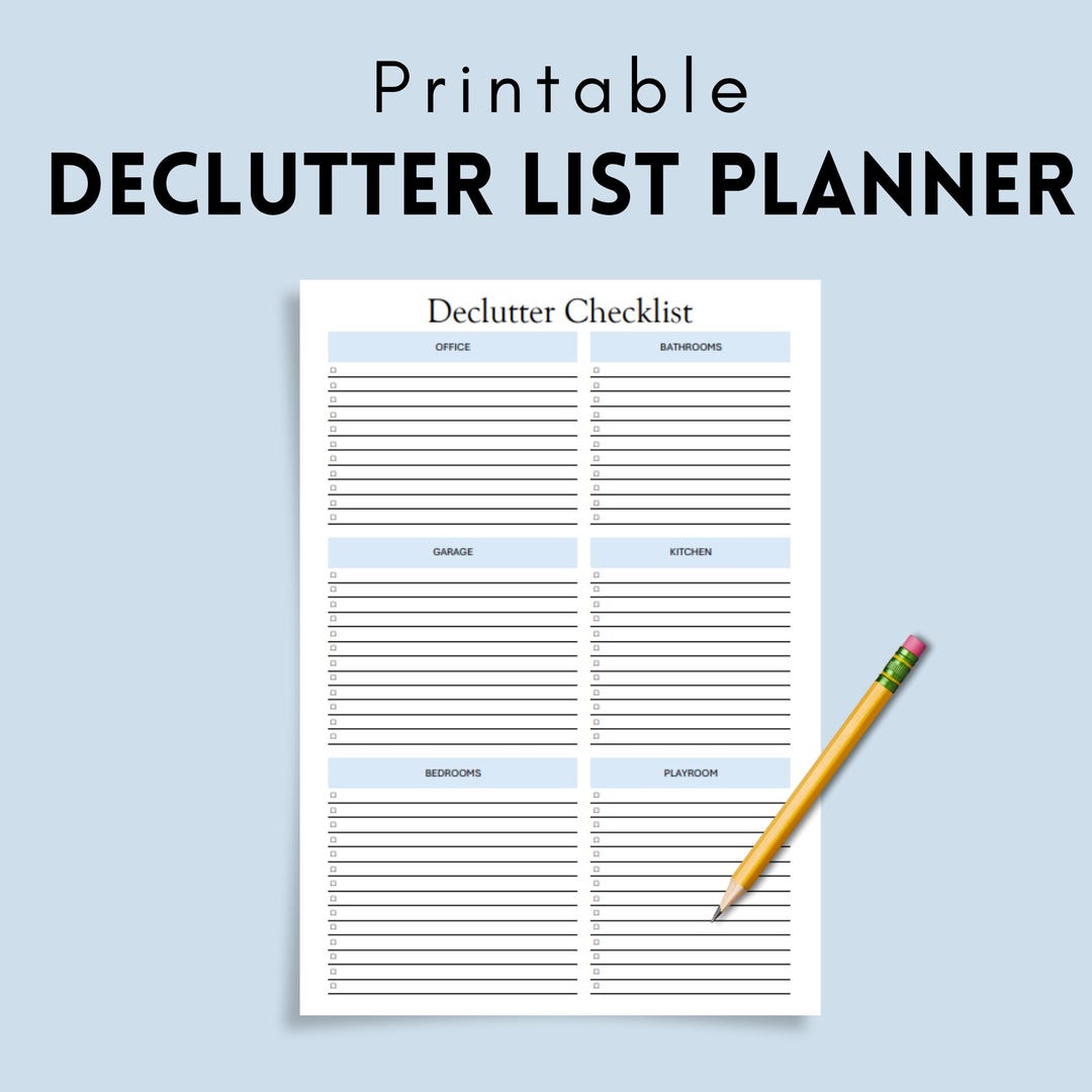Editable Decluttering Checklist Template | Printable Home Organization ...