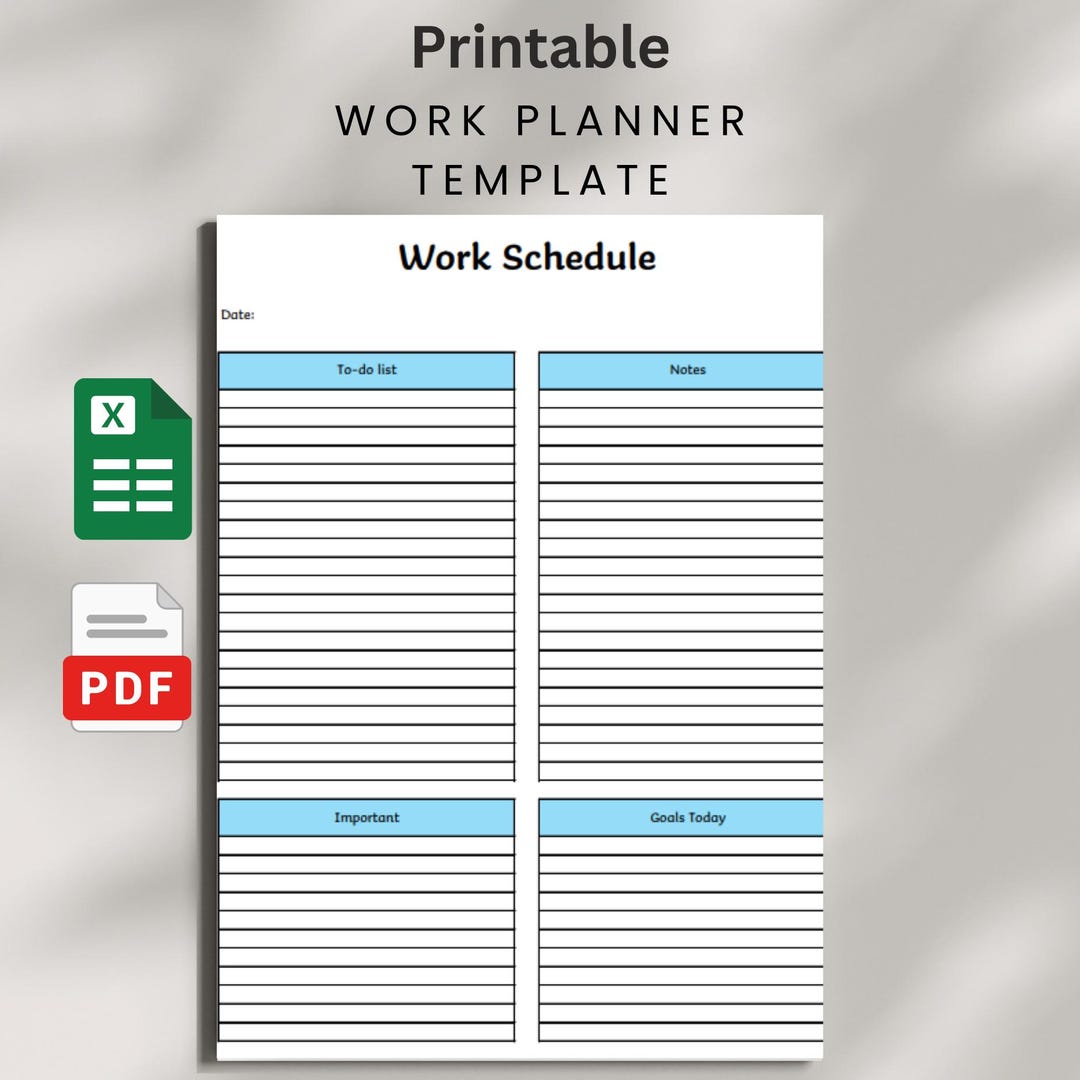 Ultimate Editable Work Planner | Printable Excel & PDF | Organize Tasks ...