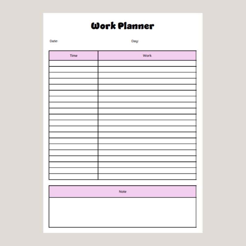 Editable Work Planner | Printable Excel & PDF | Boost Productivity ...
