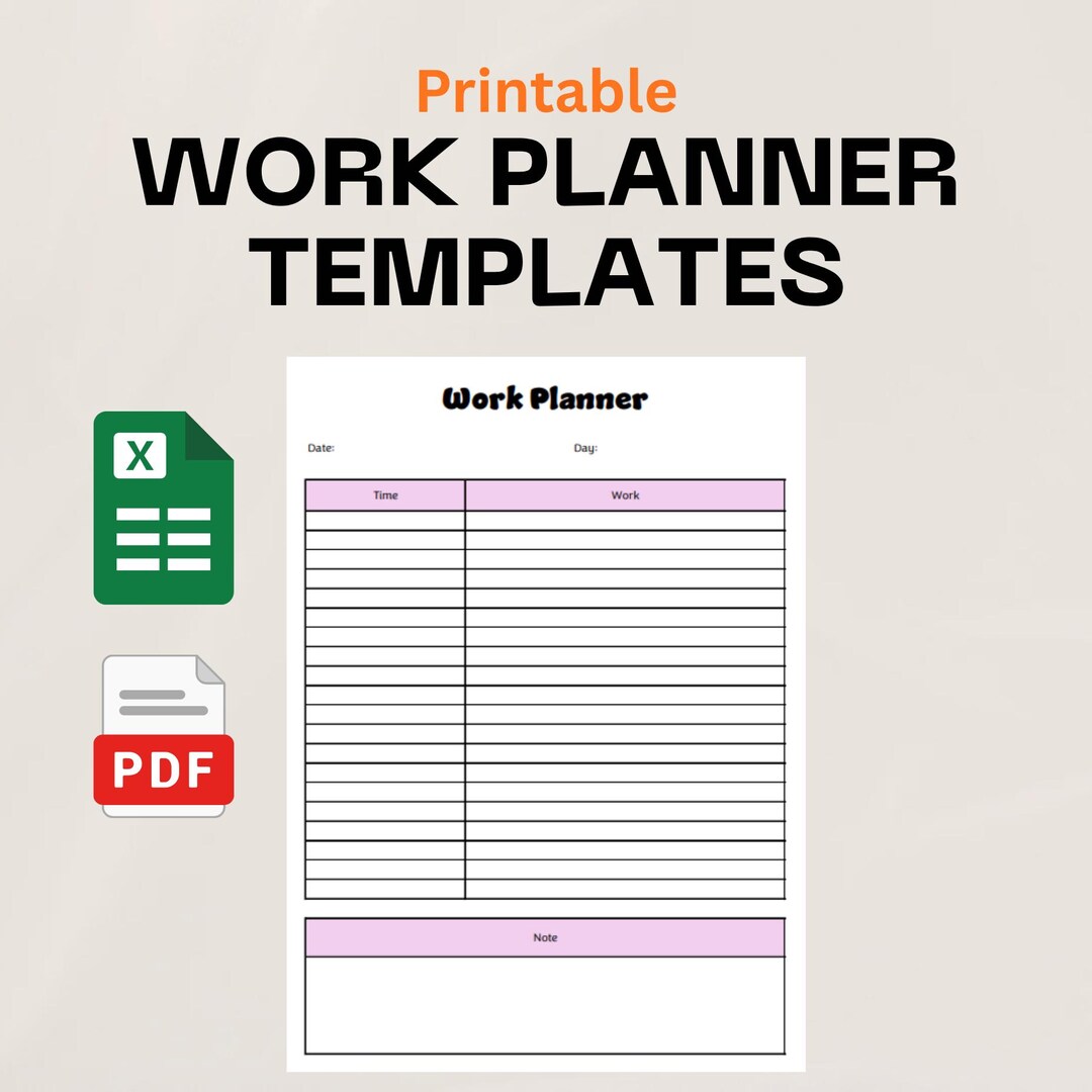 Editable Work Planner | Printable Excel & PDF | Boost Productivity ...