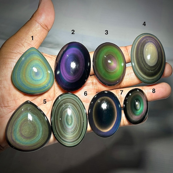 Natural Rainbow Eye Obsidian Cabochon, AAA Quality Gemstone, Jewelry Making Stone