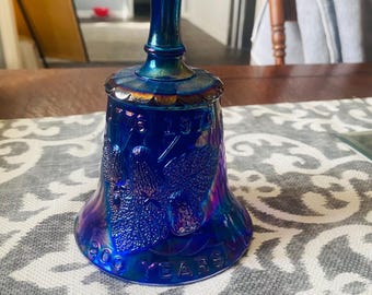Blue Carnival Glass Centennial Bell