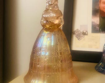 Beautiful Southern Belle Carnival Glass Figurine with working Bell and Certificate of authenticity