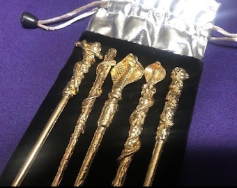 Gold/Silver Cobra Snake Metal 5 Pc Makeup Brush Set